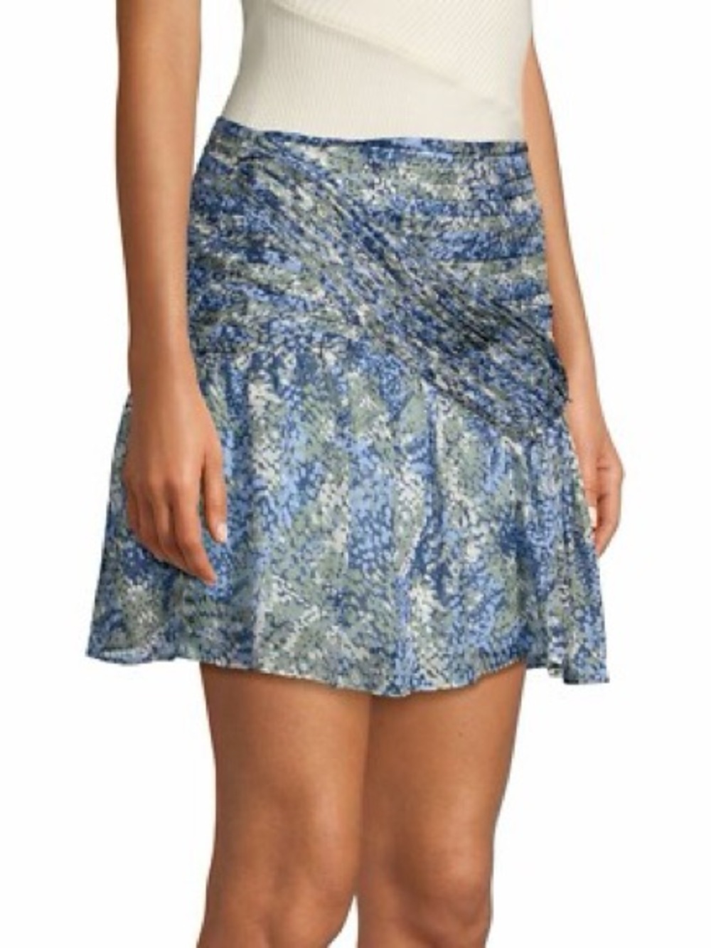 NEW Ramy Brook 100% Silk Shari Abstract Printed Ruched Mini Skirt Womenβs Size 6 - Picture 2 of 8
